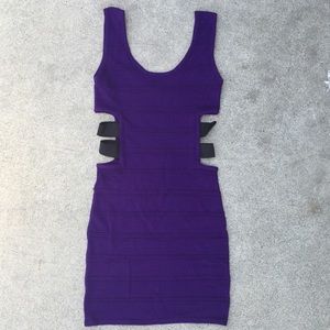Purple bandage dress with cutouts